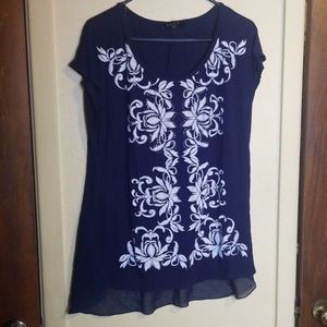 Navy top with white accent